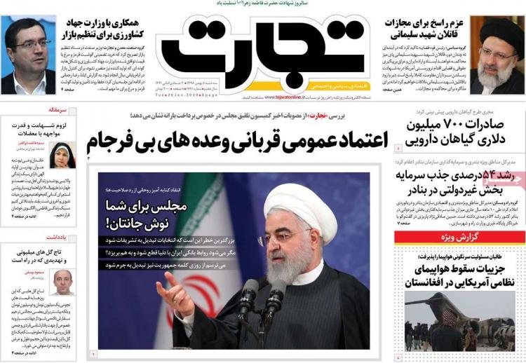 تیتر روزنامه های اقتصادی سه شنبه هشتم بهمن ۱۳۹۸,روزنامه,روزنامه های امروز,روزنامه های اقتصادی