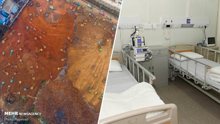 تصاویر تکمیل شدن بیمارستان هزار تختخوابی چین,عکس های ساخت بیمارستان در چین,تصاویر ساخت بیمارستان در شهر ووهان