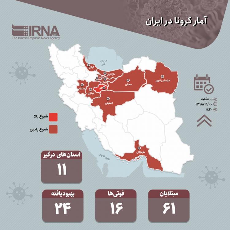 اینفوگرافی آمار کرونا در ایران