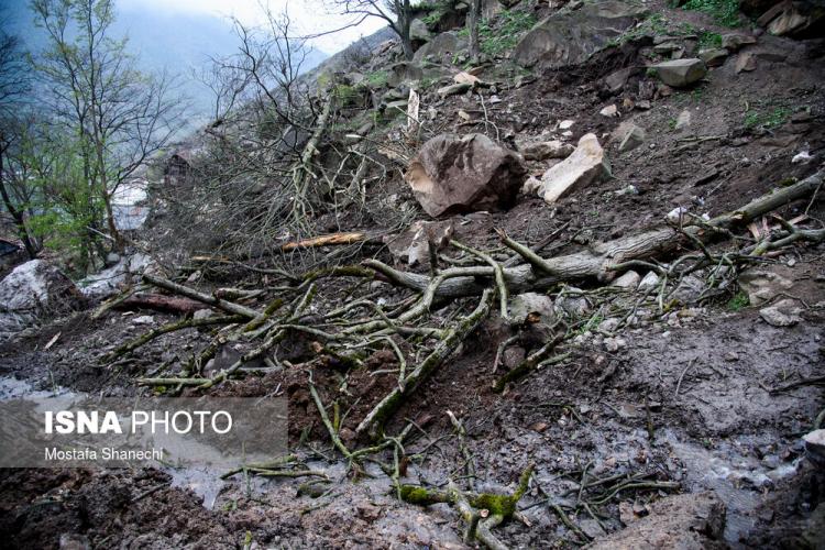 تصاویر ریزش کوه در روستای پیت سرای سوادکوه,عکس های ریزش کوه در سوادکوه,تصاویری از سقوط سنگ در سوادکوه