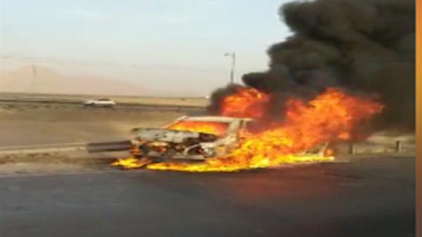 آتش گرفتن خودرو حامل افغان ها در یزد,اخبار حوادث,خبرهای حوادث,حوادث