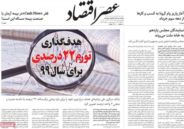 عناوین روزنامه های اقتصادی چهارشنبه 7 خرداد 1399,روزنامه,روزنامه های امروز,روزنامه های اقتصادی