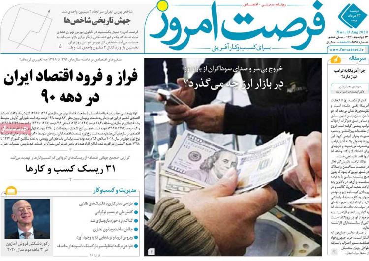 عناوین روزنامه های اقتصادی دوشنبه 13 مرداد 1399 عناوین روزنامه های اقتصادی دوشنبه 13 مرداد 1399,روزنامه,روزنامه های امروز,روزنامه های اقتصادی