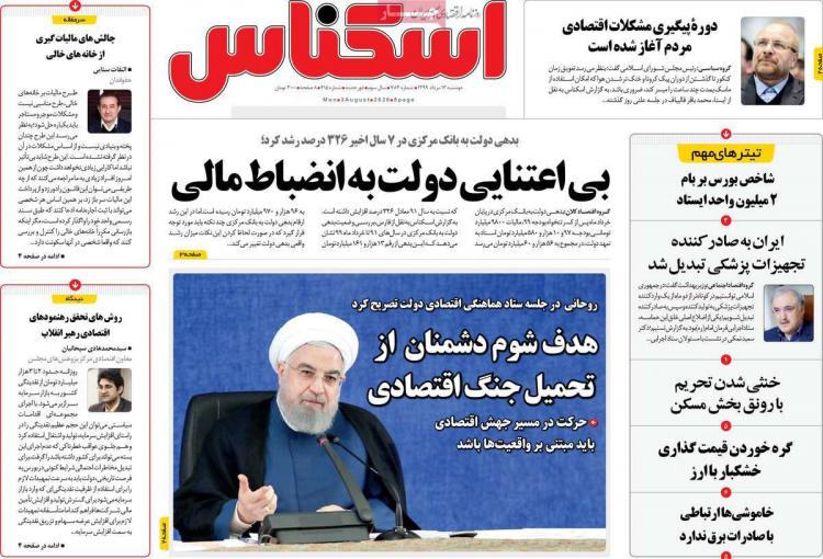 عناوین روزنامه های اقتصادی دوشنبه 13 مرداد 1399 عناوین روزنامه های اقتصادی دوشنبه 13 مرداد 1399,روزنامه,روزنامه های امروز,روزنامه های اقتصادی