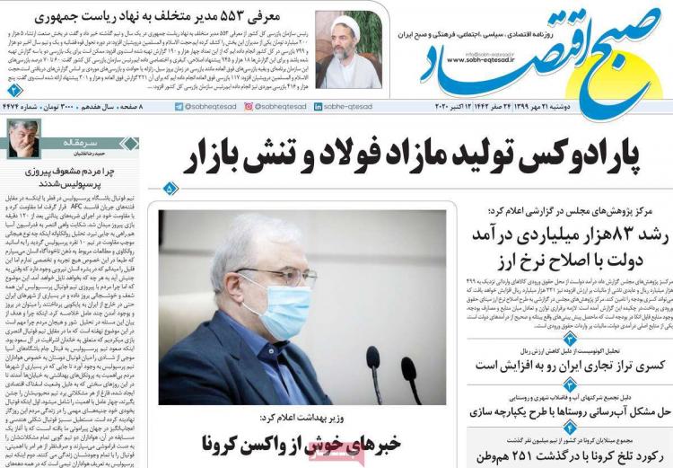 عناوین روزنامه های اقتصادی دوشنبه 21 مهر 1399 عناوین روزنامه های اقتصادی دوشنبه 21 مهر 1399,روزنامه,روزنامه های امروز,روزنامه های اقتصادی
