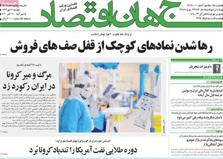 عناوین روزنامه های اقتصادی دوشنبه 21 مهر 1399 عناوین روزنامه های اقتصادی دوشنبه 21 مهر 1399,روزنامه,روزنامه های امروز,روزنامه های اقتصادی