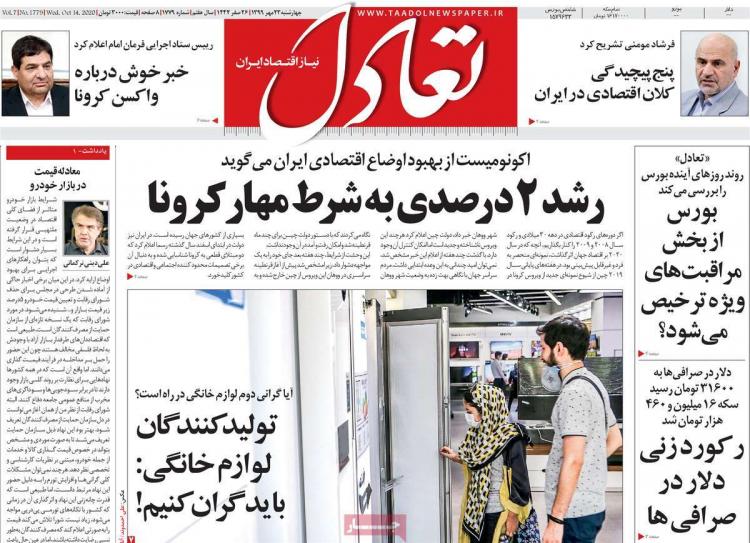 عناوین روزنامه های اقتصادی چهارشنبه 23 مهر 1399 عناوین روزنامه های اقتصادی چهارشنبه 23 مهر 1399,روزنامه,روزنامه های امروز,روزنامه های اقتصادی