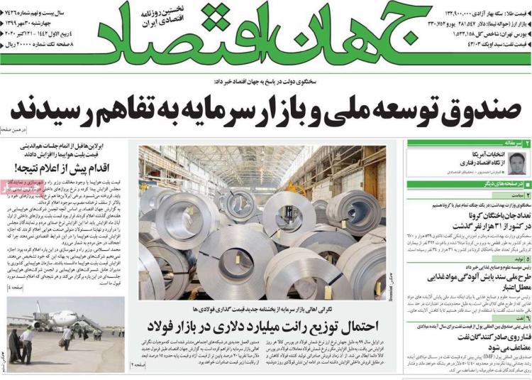عناوین روزنامه های اقتصادی چهارشنبه 30 مهر 1399 عناوین روزنامه های اقتصادی چهارشنبه 30 مهر 1399,روزنامه,روزنامه های امروز,روزنامه های اقتصادی