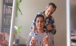 فیلم/ محمد یعقوبی برای همدردی با همسرش آیدا کیخایی موهای خود را تراشید
