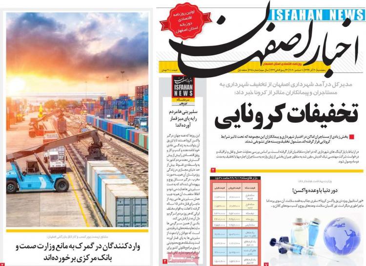 عناوین روزنامه های استانی پنجشنبه 20 آذر 1399,روزنامه,روزنامه های امروز,روزنامه های استانی