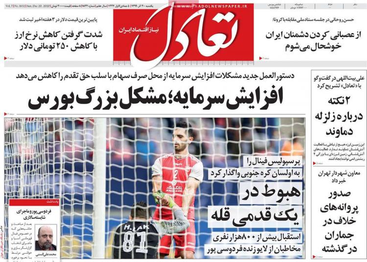 عناوین روزنامه های اقتصادی یکشنبه 30 آذر 1399 عناوین روزنامه های اقتصادی یکشنبه 30 آذر 1399,روزنامه,روزنامه های امروز,روزنامه های اقتصادی