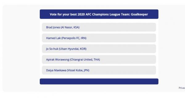 حامد لک,نامزد بهترین دروازه‌بان لیگ قهرمانان آسیا