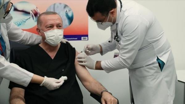 رجب طیب اردوغان,تزریق واکسن کرونا به اردوغان