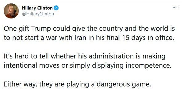 هیلاری کلینتون,هشدار هیلاری کلینتون به ترامپ درباره ایران