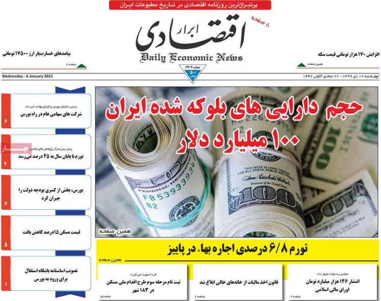 عناوین روزنامه های اقتصادی چهارشنبه 17 دی 1399 عناوین روزنامه های اقتصادی چهارشنبه 17 دی 1399,روزنامه,روزنامه های امروز,روزنامه های اقتصادی