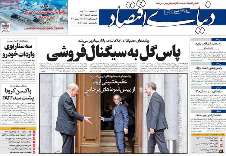 عناوین روزنامه های اقتصادی چهارشنبه 3 دی 1399 عناوین روزنامه های اقتصادی چهارشنبه 3 دی 1399,روزنامه,روزنامه های امروز,روزنامه های اقتصادی