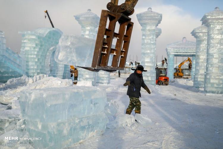 تصاویر آغاز ساخت شهر یخی در چین,عکس های شهر یخی در چین,تصاویری از شهر یخی چین