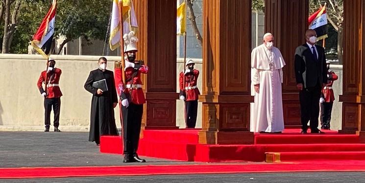 تصاویر سفر پاپ فرانسیس به عراق,عکس های پاپ فرانسیس در عراق,تصاویر استقبال از پاپ فرانسیس در بغداد