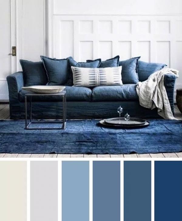 ترکیب رنگ ها در دکوراسیون منزل,ترکیب رنگ آبی تیره در دکوراسیون داخلی
