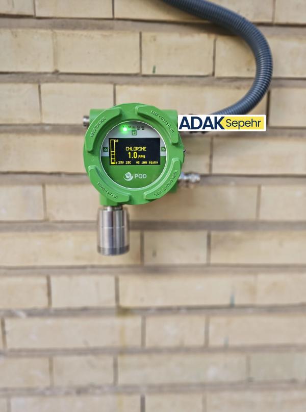 دتکتور گاز کلر نصب شده در کارخانه کلر سازی پارس