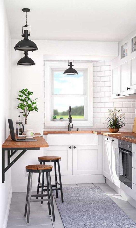طراحی آشپزخانه کوچک,اصول طراحی دکوراسیون آشپزخانه های کوچک,طراحی آشپزخانه کوچک با میز تاشو