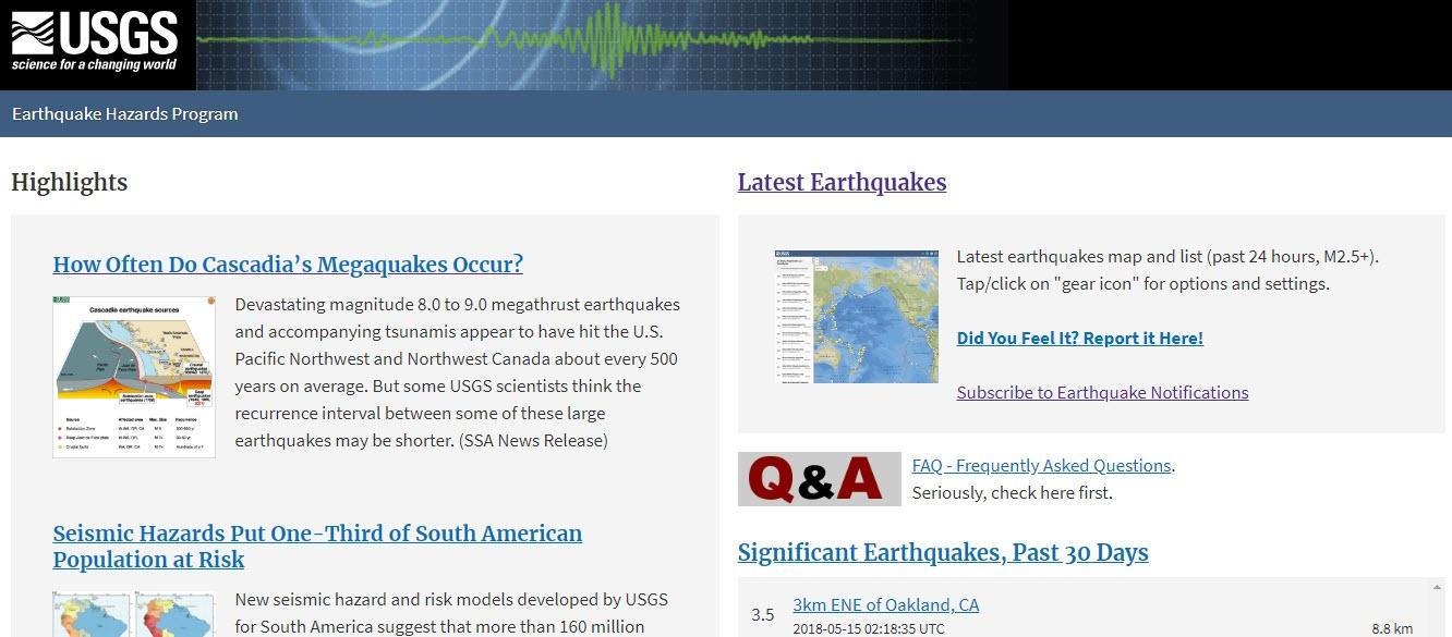 سایت لرزه نگاری آمریکا,پیش بینی زلزله,لرزه نگاری